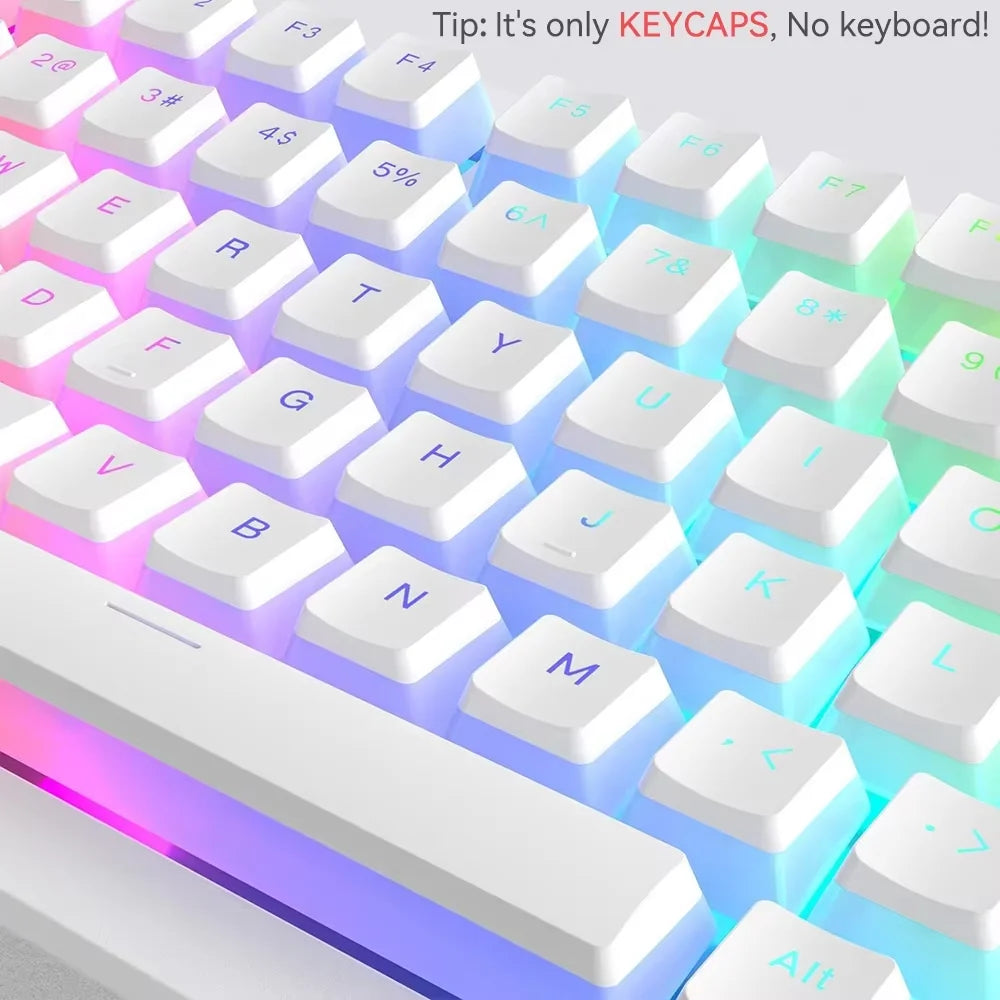 129Keys Pudding Keycaps PBT Double Shot Keycaps for 60 80 100% Layout OEM Profile for RGB Mechanical Gaming Translucent Keyboard