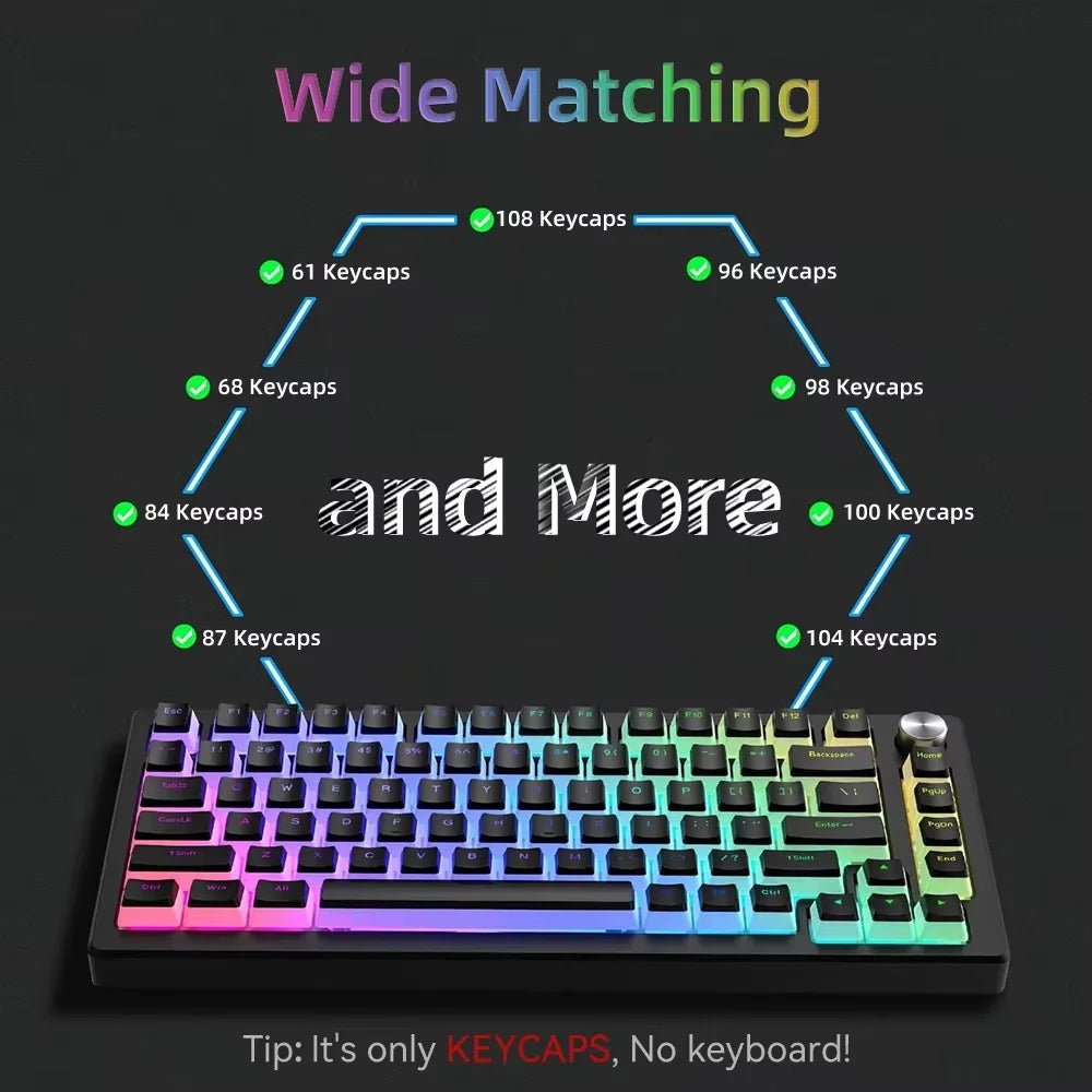 129Keys Pudding Keycaps PBT Double Shot Keycaps for 60 80 100% Layout OEM Profile for RGB Mechanical Gaming Translucent Keyboard
