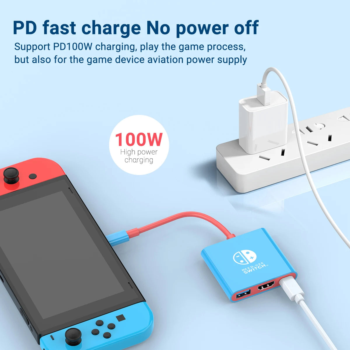 Portable Switch Docking Station TYPE-C Hub with HDMI and USB 3.0 Perfect for Travel and Gaming