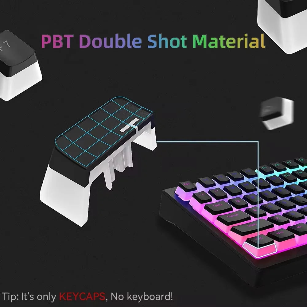 129Keys Pudding Keycaps PBT Double Shot Keycaps for 60 80 100% Layout OEM Profile for RGB Mechanical Gaming Translucent Keyboard
