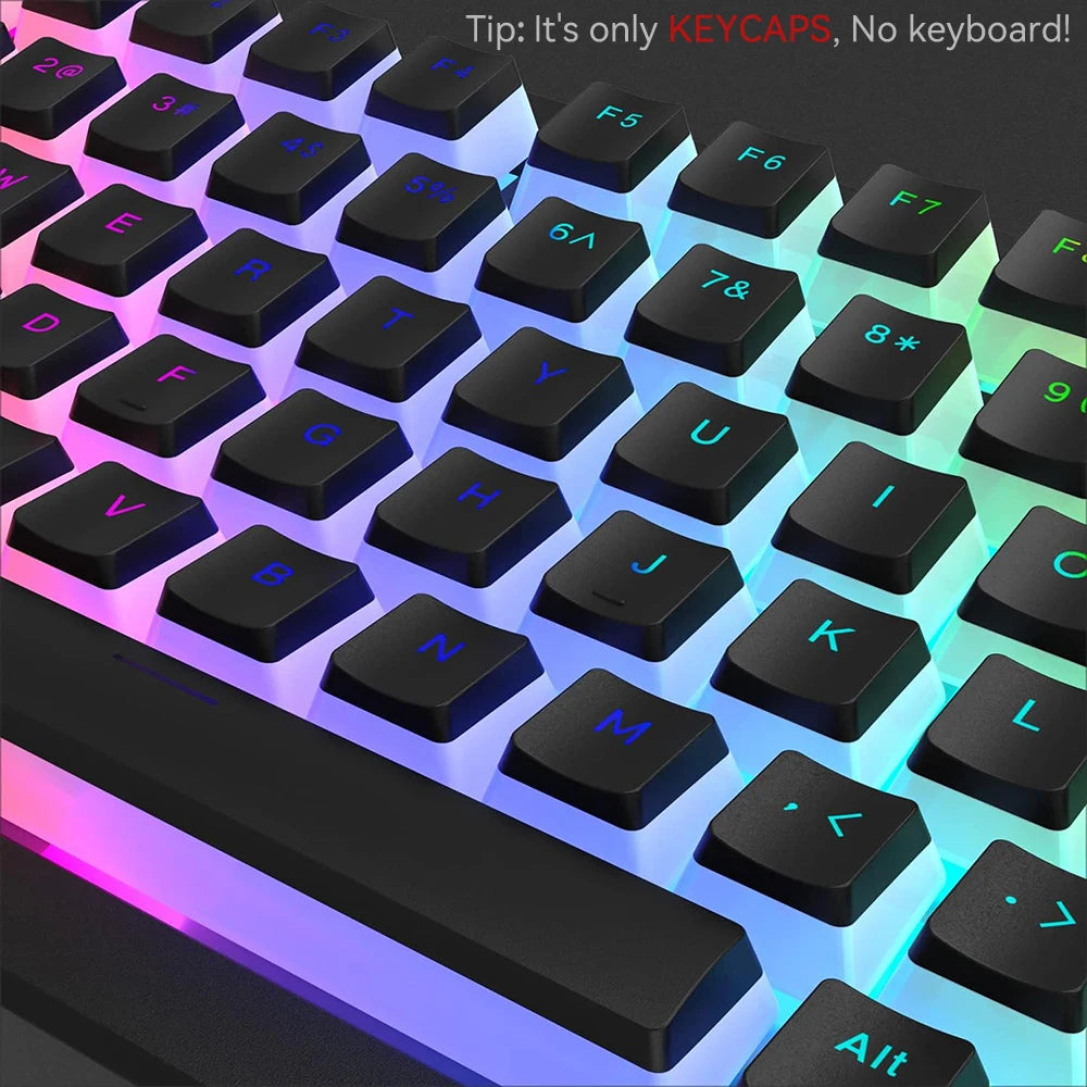 129Keys Pudding Keycaps PBT Double Shot Keycaps for 60 80 100% Layout OEM Profile for RGB Mechanical Gaming Translucent Keyboard