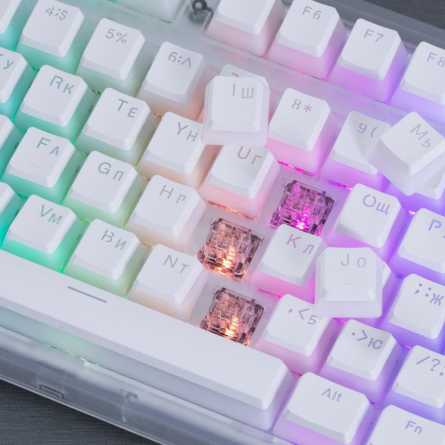 MAIMOOO Russian Layout Pudding Keycaps 117/141 Keys PBT Material Translucent Keycap for DIY Mechanical Keyboards Key Caps