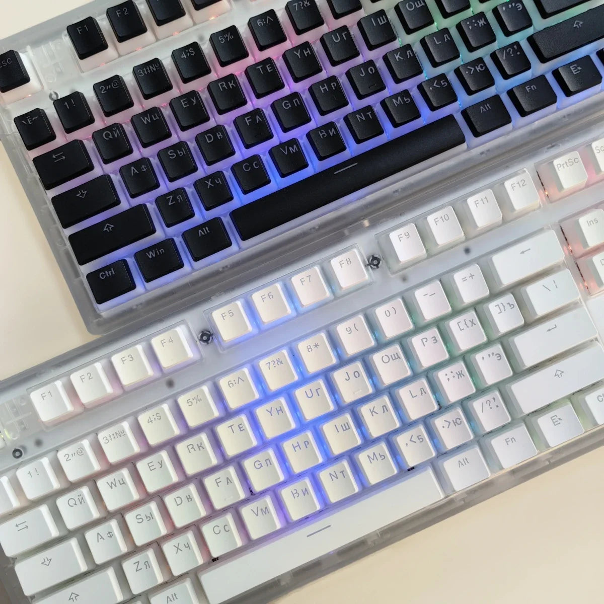 MAIMOOO Russian Layout Pudding Keycaps 117/141 Keys PBT Material Translucent Keycap for DIY Mechanical Keyboards Key Caps