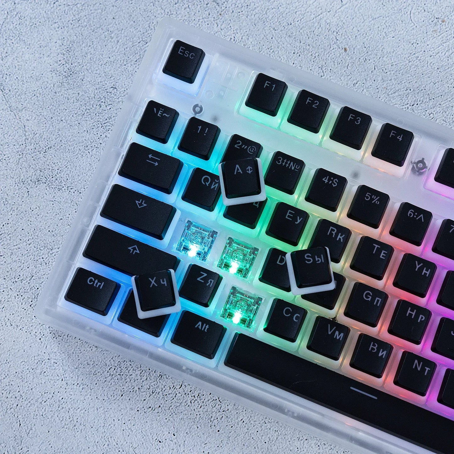 MAIMOOO Russian Layout Pudding Keycaps 117/141 Keys PBT Material Translucent Keycap for DIY Mechanical Keyboards Key Caps