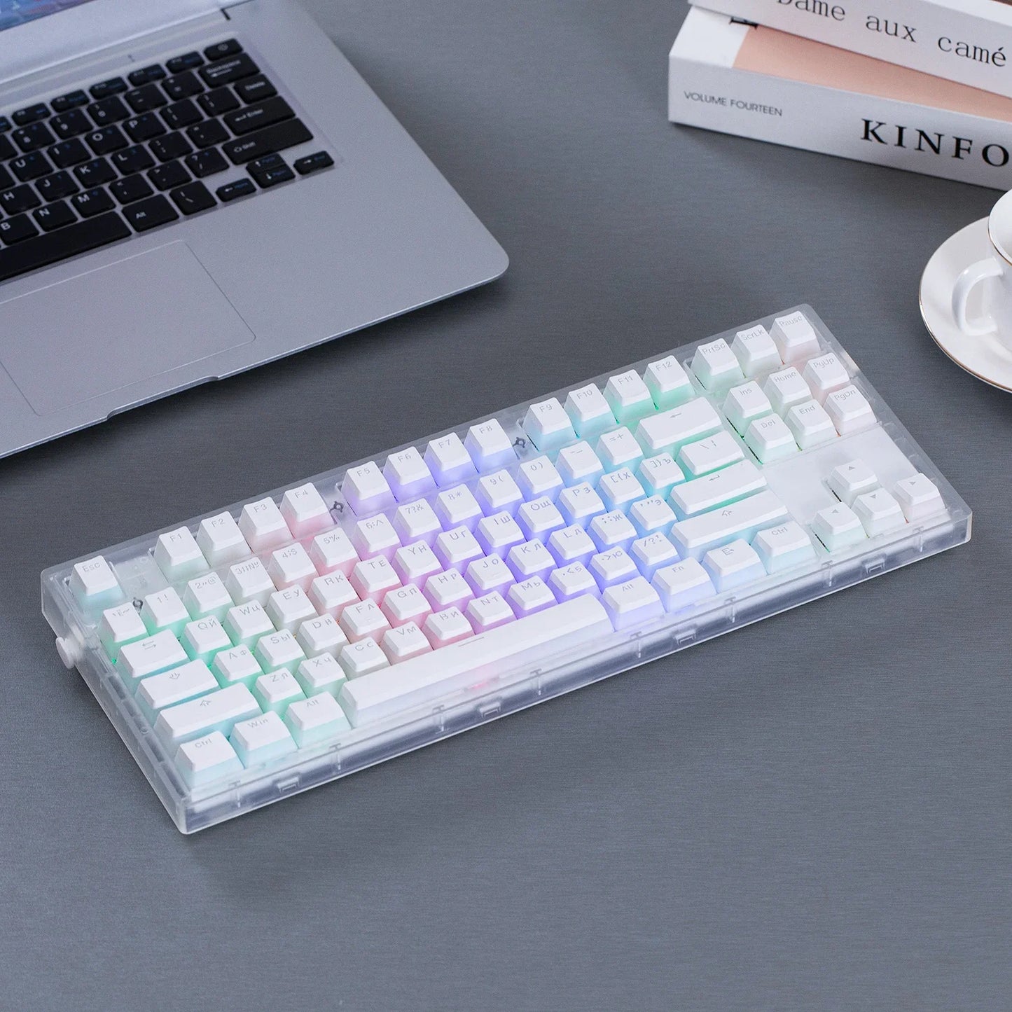 MAIMOOO Russian Layout Pudding Keycaps 117/141 Keys PBT Material Translucent Keycap for DIY Mechanical Keyboards Key Caps