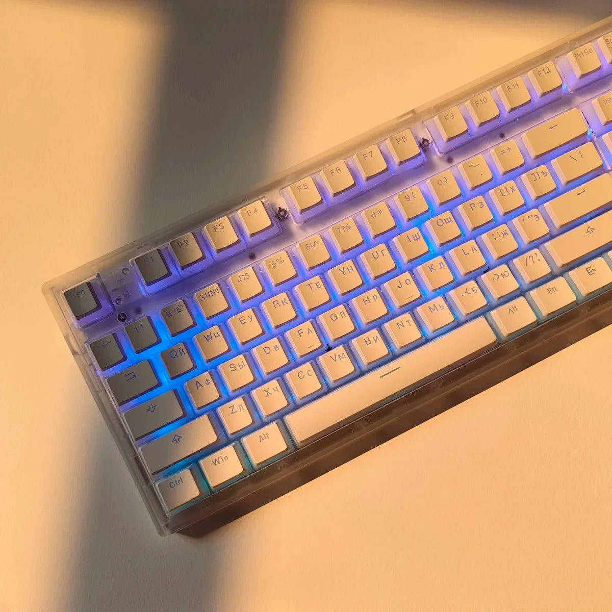MAIMOOO Russian Layout Pudding Keycaps 117/141 Keys PBT Material Translucent Keycap for DIY Mechanical Keyboards Key Caps