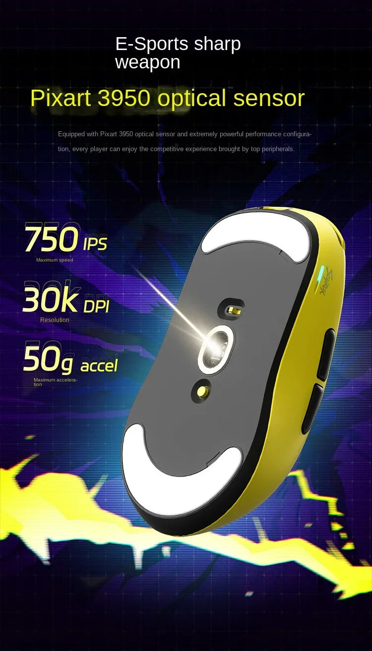 SCYROX V8 Gaming Mouse PAW3950 Nordic52840 DPI 2.4G Wireless 750IPS 30K Lightweight 36±3g S/M Size with 8K Receiver Web Drive