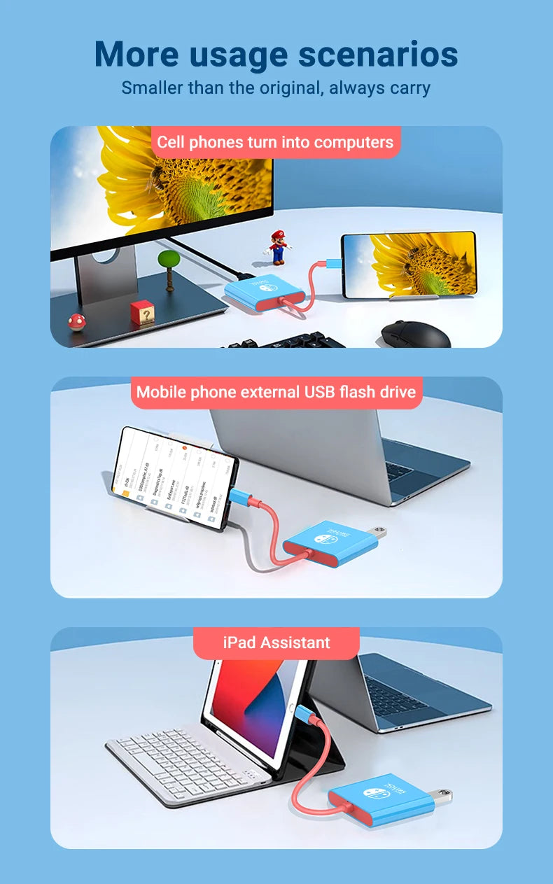 Portable Switch Docking Station TYPE-C Hub with HDMI and USB 3.0 Perfect for Travel and Gaming