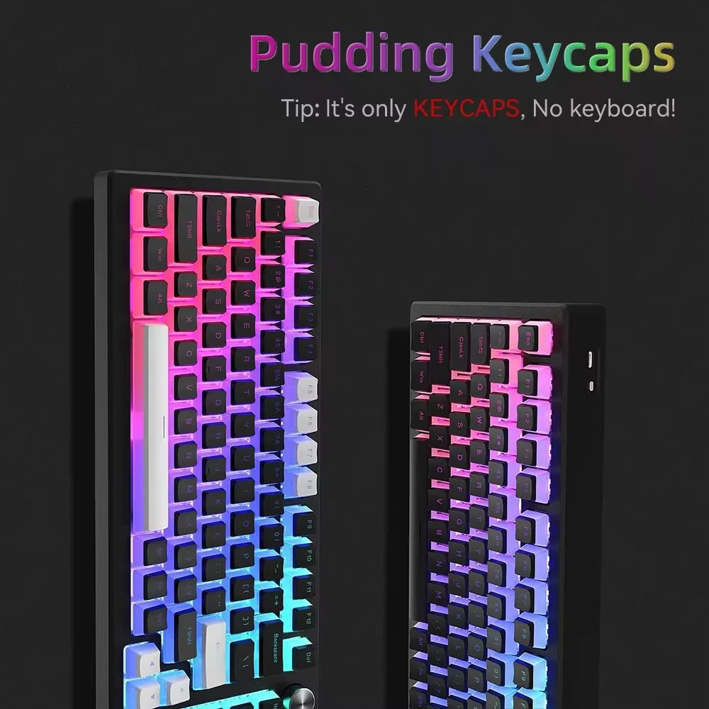 129Keys Pudding Keycaps PBT Double Shot Keycaps for 60 80 100% Layout OEM Profile for RGB Mechanical Gaming Translucent Keyboard