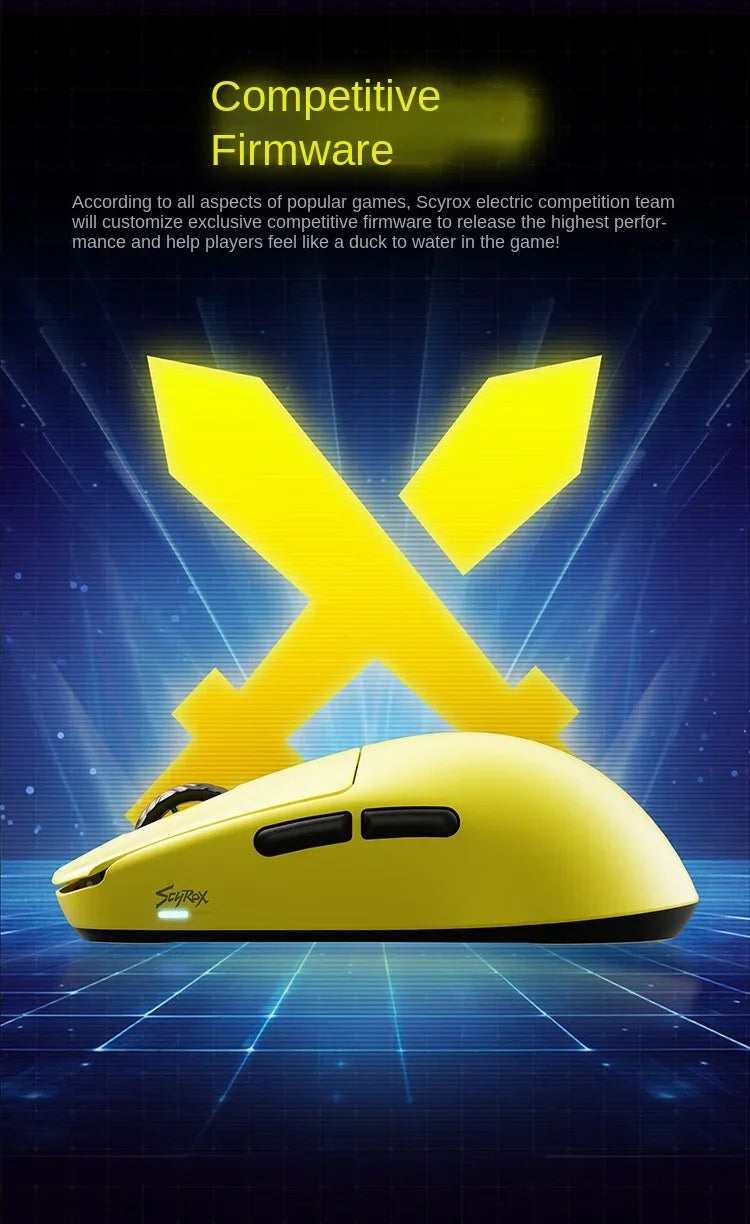 SCYROX V8 Gaming Mouse PAW3950 Nordic52840 DPI 2.4G Wireless 750IPS 30K Lightweight 36±3g S/M Size with 8K Receiver Web Drive