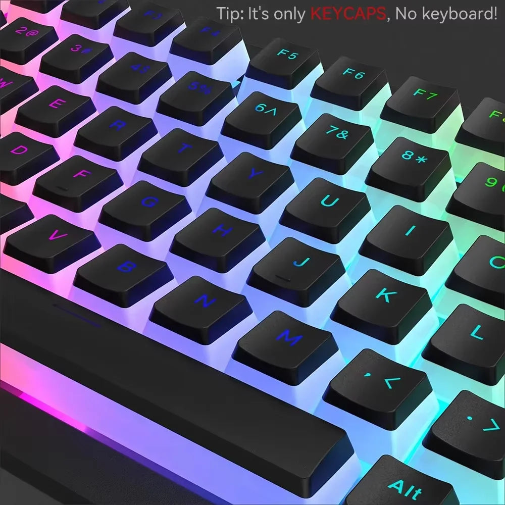 129Keys Pudding Keycaps PBT Double Shot Keycaps for 60 80 100% Layout OEM Profile for RGB Mechanical Gaming Translucent Keyboard