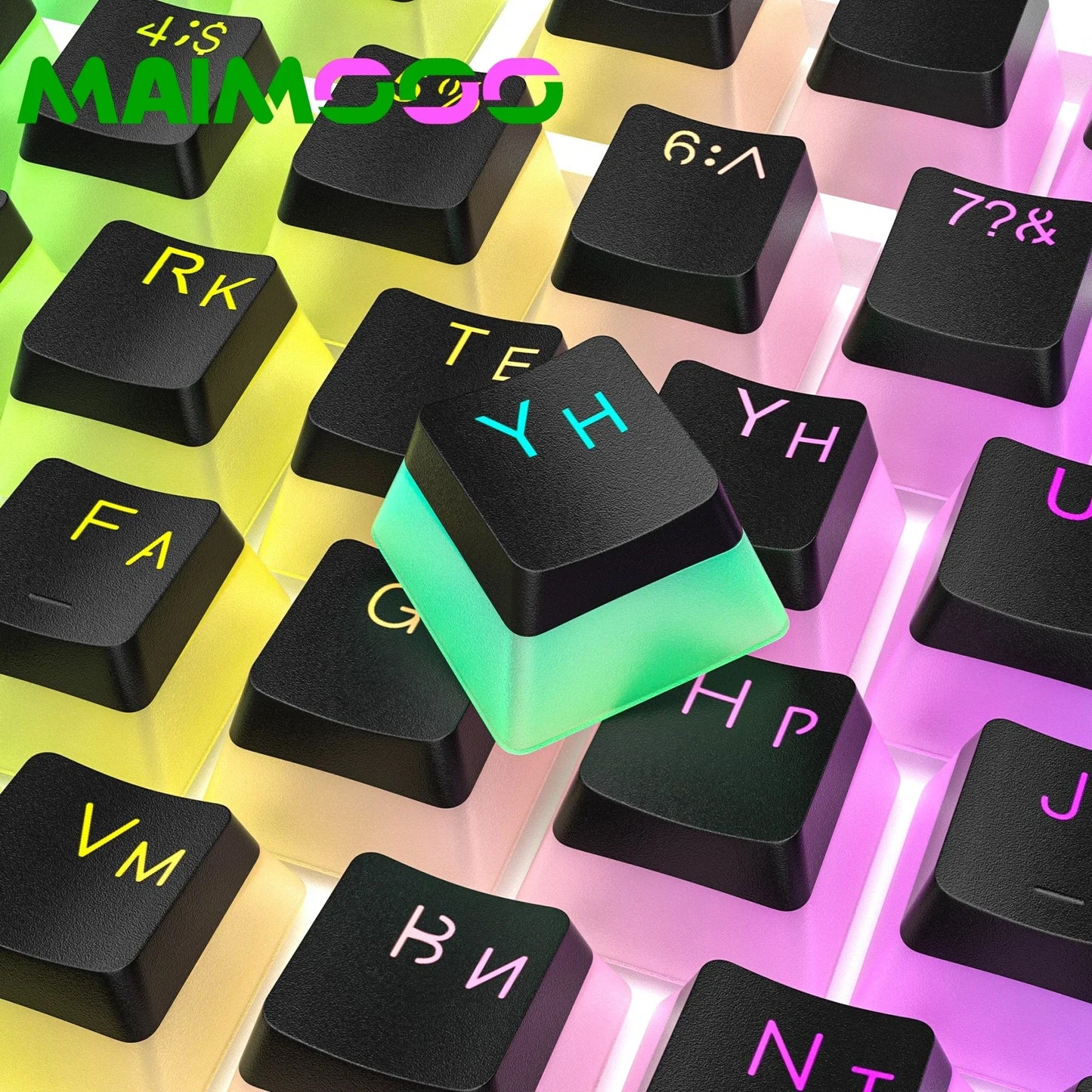 MAIMOOO Russian Layout Pudding Keycaps 117/141 Keys PBT Material Translucent Keycap for DIY Mechanical Keyboards Key Caps
