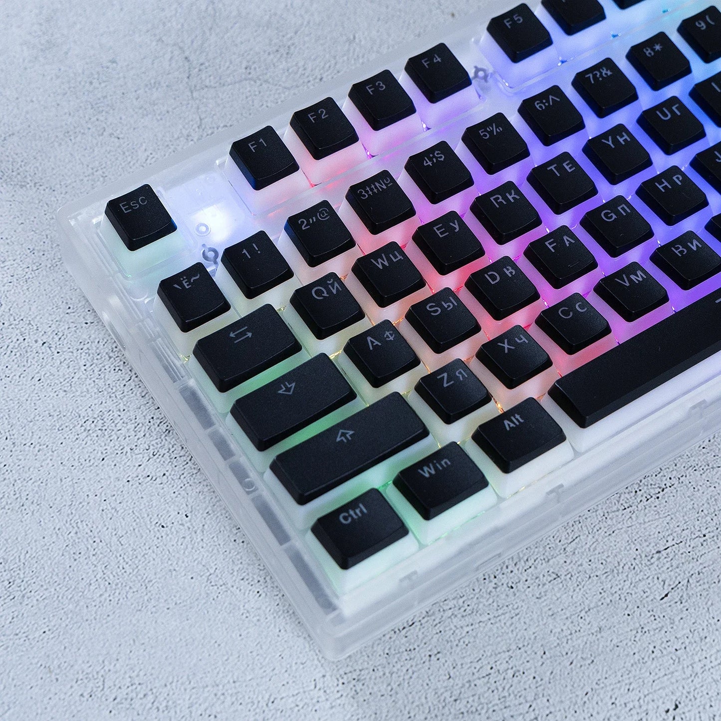 MAIMOOO Russian Layout Pudding Keycaps 117/141 Keys PBT Material Translucent Keycap for DIY Mechanical Keyboards Key Caps