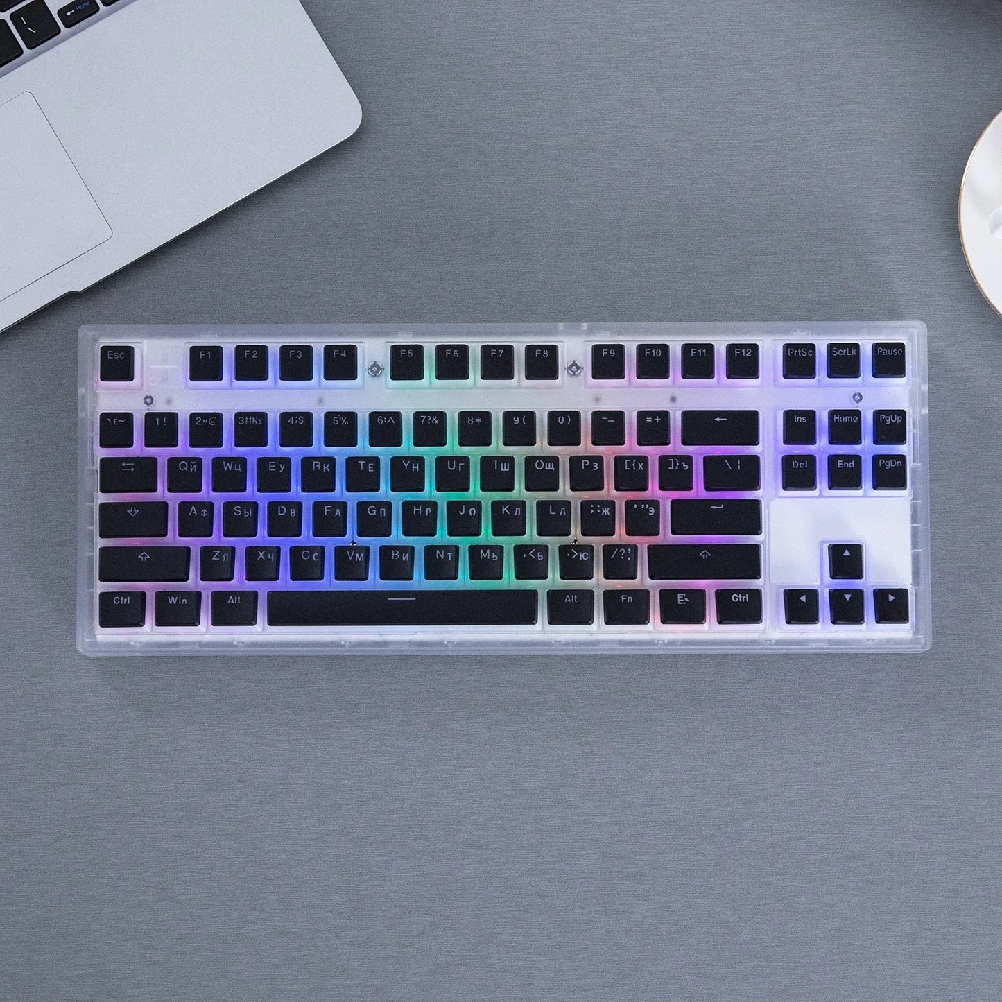 MAIMOOO Russian Layout Pudding Keycaps 117/141 Keys PBT Material Translucent Keycap for DIY Mechanical Keyboards Key Caps