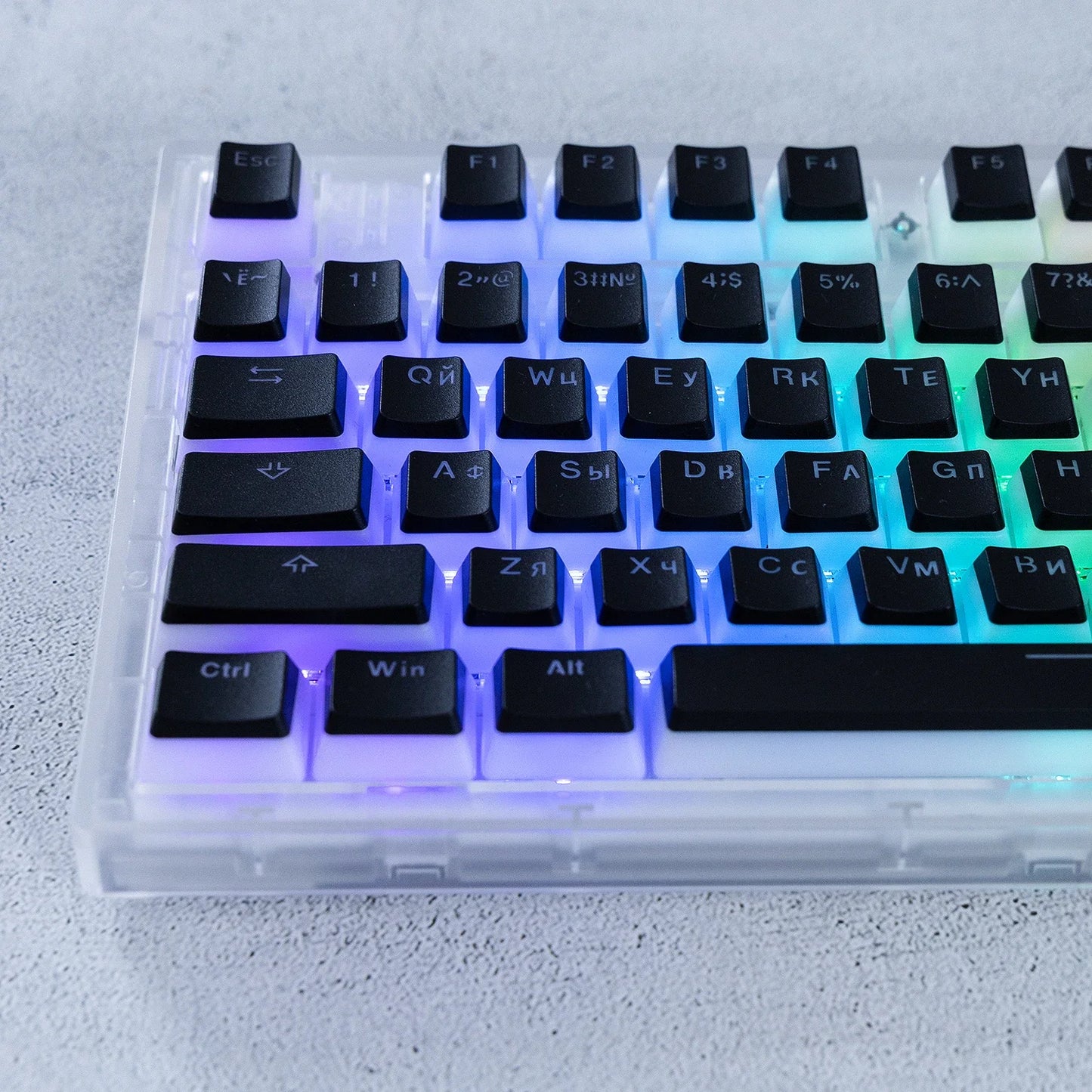 MAIMOOO Russian Layout Pudding Keycaps 117/141 Keys PBT Material Translucent Keycap for DIY Mechanical Keyboards Key Caps