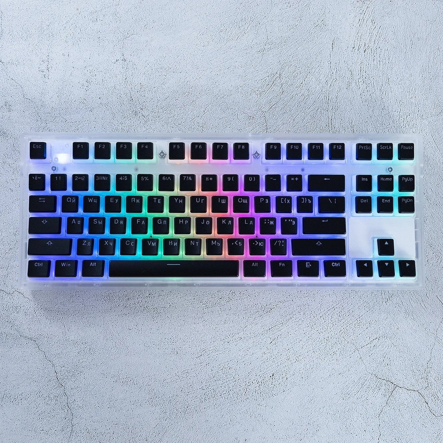 MAIMOOO Russian Layout Pudding Keycaps 117/141 Keys PBT Material Translucent Keycap for DIY Mechanical Keyboards Key Caps