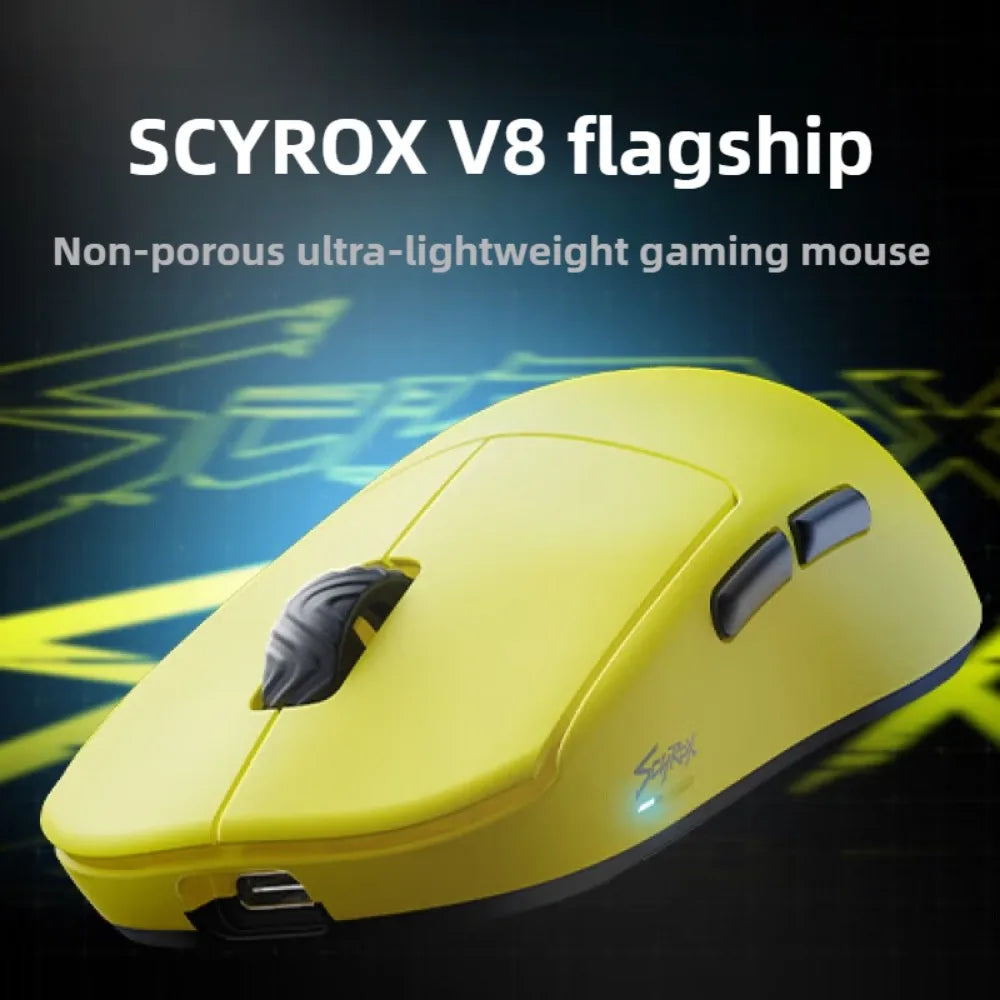 SCYROX V8 Gaming Mouse PAW3950 Nordic52840 DPI 2.4G Wireless 750IPS 30K Lightweight 36±3g S/M Size with 8K Receiver Web Drive