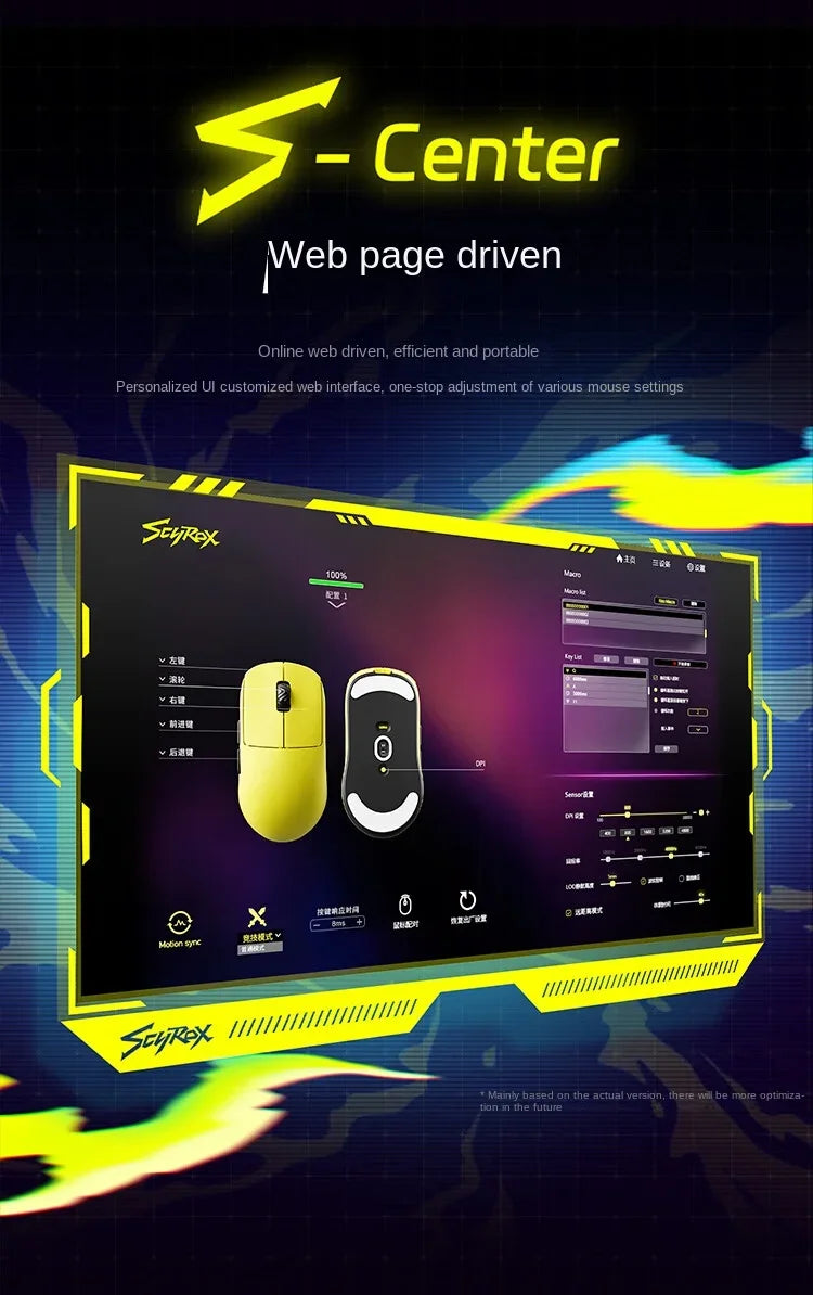 SCYROX V8 Gaming Mouse PAW3950 Nordic52840 DPI 2.4G Wireless 750IPS 30K Lightweight 36±3g S/M Size with 8K Receiver Web Drive