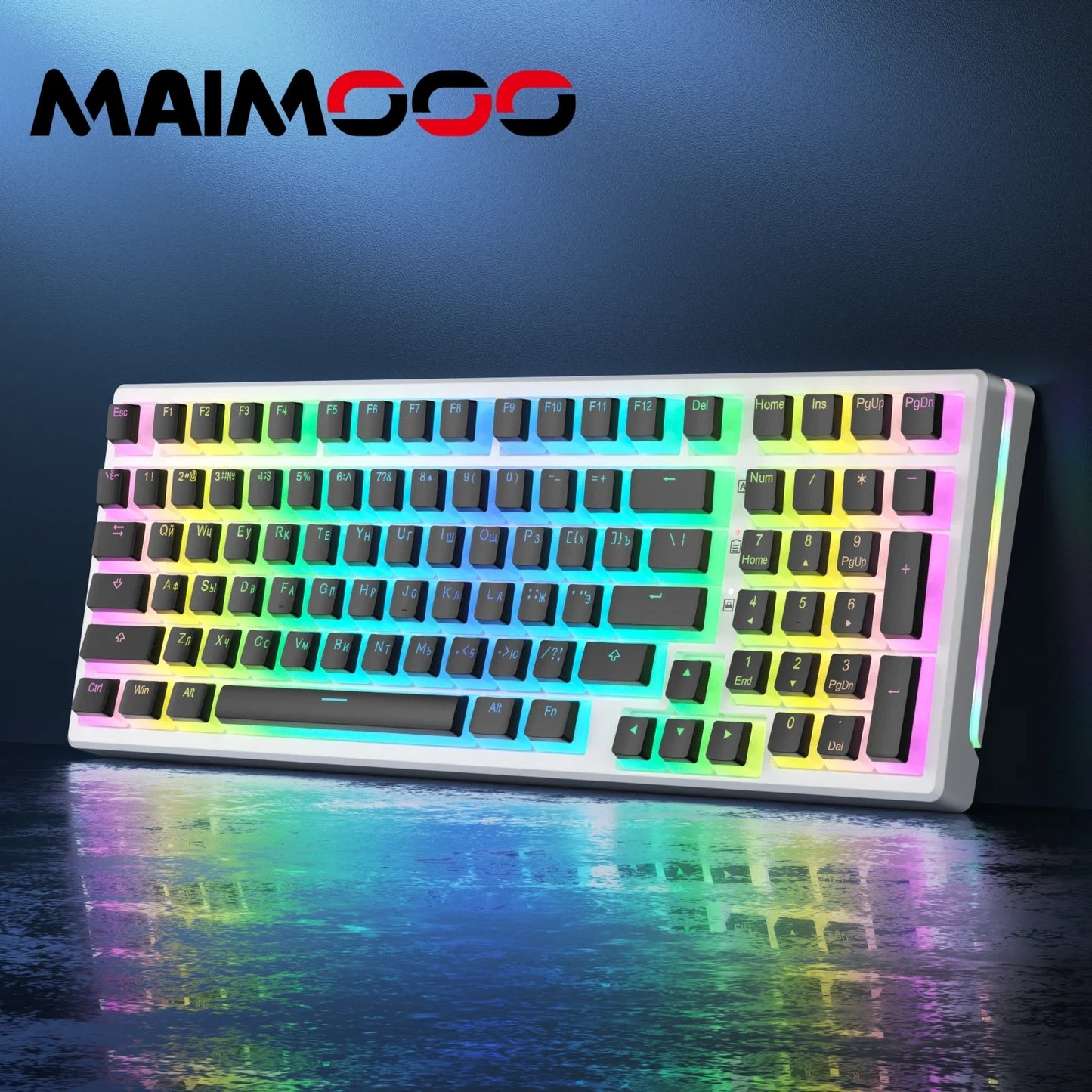 MAIMOOO Russian Layout Pudding Keycaps 117/141 Keys PBT Material Translucent Keycap for DIY Mechanical Keyboards Key Caps